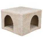 Abri douillet peluche - 36 × 25 × 36 cm - Beige - Pour lapins et petits rongeurs