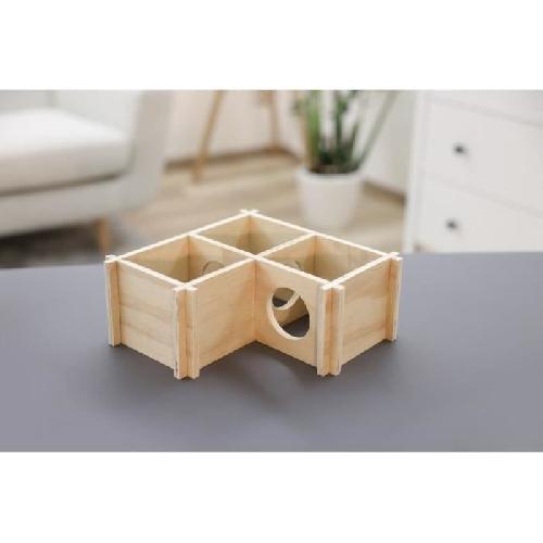 Accessoire De Cage - Abri Petit Animal Abri pour petits rongeurs - Kerbl - Modele 3 chambres - Beige - Toit amovible - Montage simple - KERBL