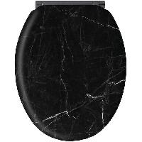 Accessoire Salle De Bain Abattant en marbre noir - MDF FSC - GELCO - Déclipsable - Charnieres en métal graphite brossé