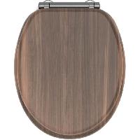 Accessoire Salle De Bain Abattant WC - GELCO - Walnut Noyer - MDF FSC - Frein de chute - Charnieres métal graphite brossé