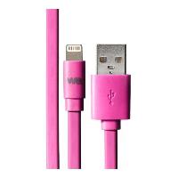 Accessoire Telephone Câble Apple USB/lightning plat Compatible avec iPhone: évite de faire des noeuds 1m Fushia - en silicone
