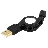 Accessoire Telephone Cable USB 2.0 retractable USB A male USB B micro male 0.75m - Noir