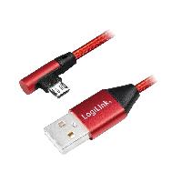 Accessoire Telephone Cable USB 2.0 USB A male USB B micro male angulaire 0.3m - Rouge