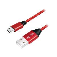 Accessoire Telephone Cable USB 2.0 USB A male USB B micro prise male 100cm - Rouge