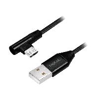 Accessoire Telephone Cable USB 2.0 USB A male USB B micro prise male angulaire 1m - Noir