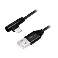 Accessoire Telephone Cable USB 2.0 USB A male USB C prise male angulaire 1m - Noir