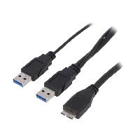 Accessoire Telephone Cable USB 3.0 USB A femelle USB A male x2 0.6m - Noir