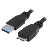 Accessoire Telephone Cable USB 3.0 USB A male USB B micro prise male 2m - Noir