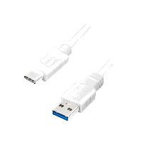 Accessoire Telephone Cable USB 3.0 USB A male USB C male 0.15m - Blanc