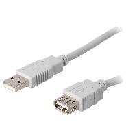 Accessoire Telephone Cable USB A 2.0 femelle.male 1.8m gris