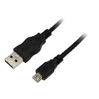 Accessoire Telephone Cable USB A male USB B micro prise male 3m - Noir