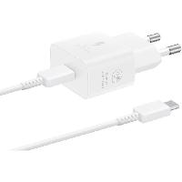 Accessoire Telephone Chargeur pour téléphone mobile Samsung Chargeur secteur 25W Avec cable USBC Blanc