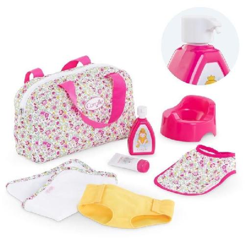 Vetement - Accessoire Poupon Accessoires poupon - COROLLE - Coffret Accessoires a langer fleuri - Pour poupon 36 et 42 cm - 7 accessoires - Des 2 ans