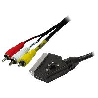 Accessoires Tv - Video - Son Cable RCA male x3 SCART prise male 2m - Noir Accessoires Tv - Video - Son Cable RCA male x3 SCART prise male 2m - Noir