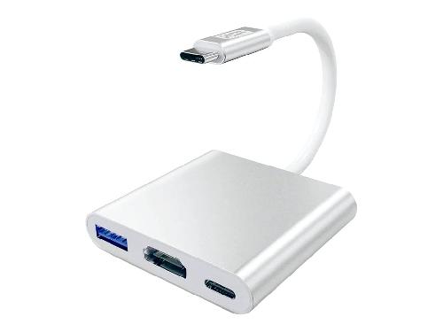 Cable - Connectique Pour Peripherique Adaptateur 3 En 1 Usb-C-> Hdmi-Usb-A-Usb-C