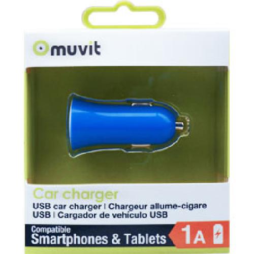 Adaptateur allume-cigare Design 1 USB 1A bleu MUVIT