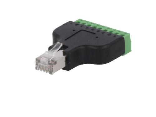 Cable - Connectique Pour Peripherique Adaptateur avec barre de serrage RJ45 prise male - Noir