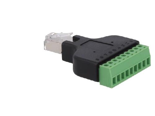 Cable - Connectique Pour Peripherique Adaptateur avec barre de serrage RJ45 prise male - Noir