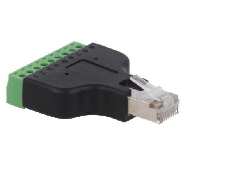 Cable - Connectique Pour Peripherique Adaptateur avec barre de serrage RJ45 prise male - Noir