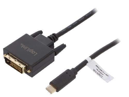 Cable - Connectique Pour Peripherique Adaptateur DVI-D -24+1- prise male USB C prise male 3m - Noir