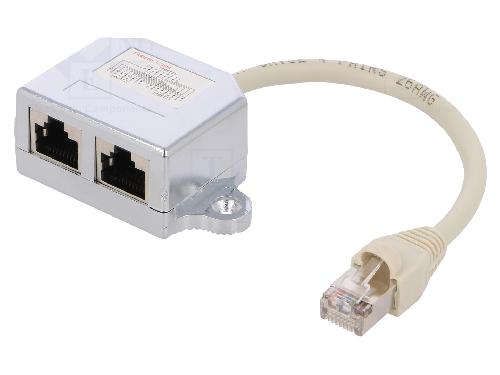 Cable - Connectique Pour Peripherique Adaptateur en T RJ45 1-1 parallele 15cm - Blanc