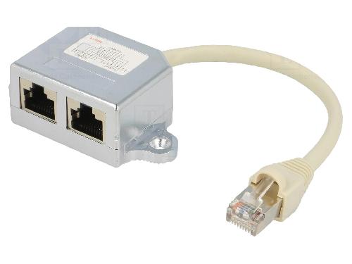 Cable - Connectique Pour Peripherique Adaptateur en T RJ45 1-1 parallele 15cm - Blanc