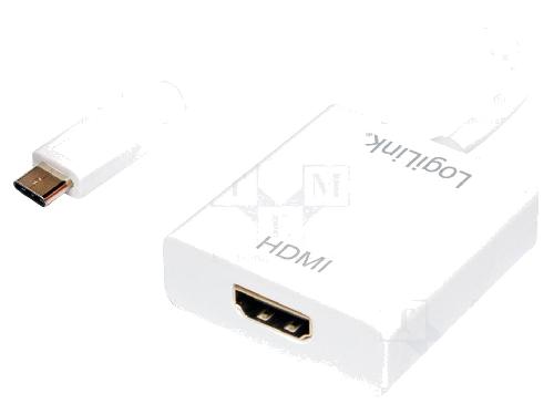 Cable - Connectique Pour Peripherique Adaptateur HDCP 1.3 HDMI 1.4 USB 3.0 HDMI femelle USB C prise male 0.14m - Blanc