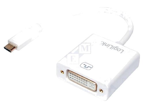 Cable - Connectique Pour Peripherique Adaptateur HDCP 1.3 USB 3.0 DVI-I -24+5- femelle USB C prise male 0.14m - Blanc