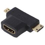 Adaptateur HDMI 1.4 femelle vers mini HDMI male et micro HDMI male noir