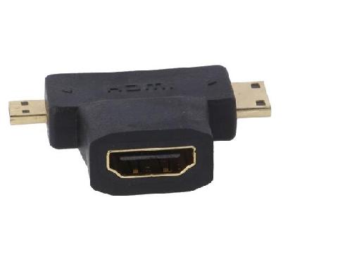 Cable - Connectique Pour Peripherique Adaptateur HDMI 1.4 femelle vers mini HDMI male et micro HDMI male noir