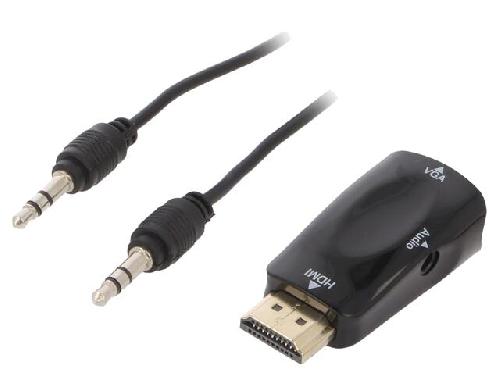 Cable - Connectique Pour Peripherique Adaptateur HDMI 1.4 prise male D-Sub 15pin HD femelle Jack 3.5mm femelle Full HD - sac