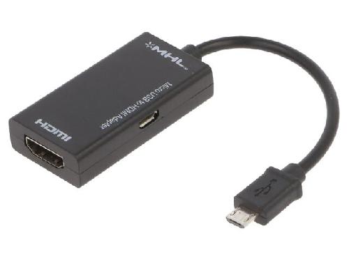Cable - Connectique Pour Peripherique Adaptateur HDMI femelle port USB B micro USB B micro prise 0.14 sert le 3D de resolution jusqu'a 1080p - Noir