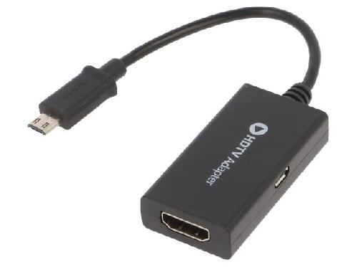Cable - Connectique Pour Peripherique Adaptateur HDMI femelle port USB B micro USB B micro prise male 0.14m - Noir