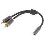 Cables Jack - Rca Adaptateur Jack 3.5mm Femelle vers 2x RCA Male 20 cm or