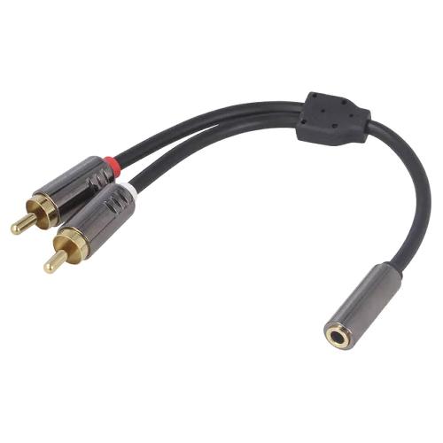 Cables Jack - Rca Adaptateur Jack 3.5mm Femelle vers 2x RCA Male 20 cm or