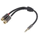 Cables Jack - Rca Adaptateur Jack 3.5mm Male vers 2x RCA Femelle 20 cm or