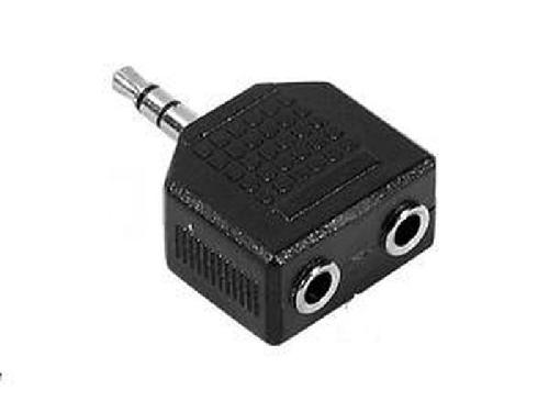 Cables Jack Adaptateur jack stereo Male 3.5mm en 2 Jack stereo Femelle 3.5mm noir