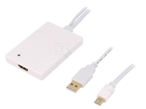 Cable - Connectique Pour Peripherique Adaptateur Mini DisplayPort 1.1a prise male HDMI femelle USB A prise male - Blanc