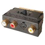 ADAPTATEUR PERITEL - RCA S-VHS AVEC COMMUTATEUR ENTREE SORTIE AUDIO VIDEO