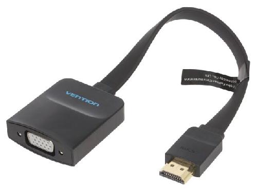 Cable - Connectique Pour Peripherique Adaptateur plat D-Sub 15pin HD femelle HDMI prise male Full HD 0.15m - Noir