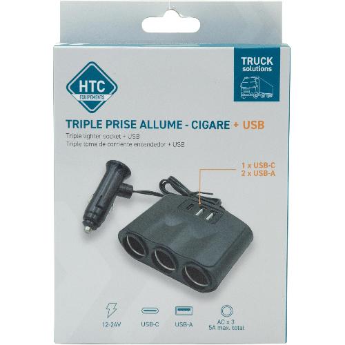 Allume Cigare - Prise Allume-cigare Adaptateur Triple prise allume-cigare 12V 24V + 3 USB