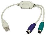 Cable - Connectique Pour Peripherique Adaptateur- USB 1.1- PS-2 femelle x2.USB A prise male - blanc