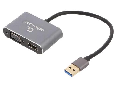 Cable - Connectique Pour Peripherique Adaptateur USB 3.0 D-Sub 15pin HD femelle UHD 4K 3D 0.15m - Noir