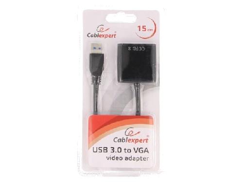 Cable - Connectique Pour Peripherique Adaptateur USB 3.0 D-Sub 15pin HD femelle USB A prise male 3D 0.15m - Noir