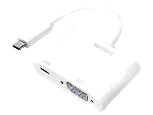 Cable - Connectique Pour Peripherique Adaptateur USB 3.0 D-Sub 15pin HD femelle USB C prise male 140mm - Blanc
