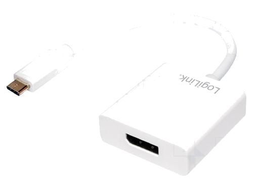 Cable - Connectique Pour Peripherique Adaptateur USB 3.0 DisplayPort femelle USB C prise male 140mm - Blanc