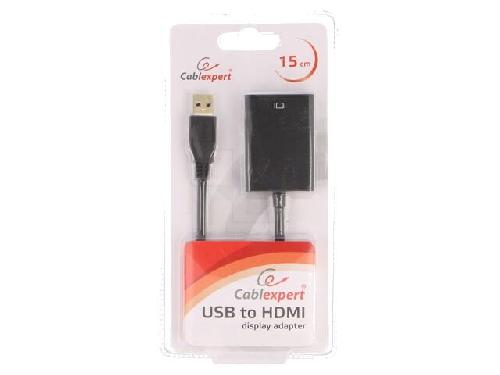 Cable - Connectique Pour Peripherique Adaptateur USB 3.0 HDMI femelle USB A prise male 3D 0.15m - noir
