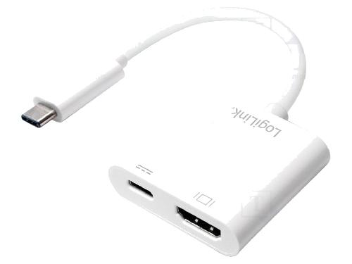 Cable - Connectique Pour Peripherique Adaptateur USB 3.0 HDMI femelle USB C prise male 140mm - Blanc