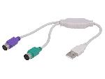 Cable - Connectique Pour Peripherique Adaptateur USB PS2 femelle x2 USB A prise - blanc