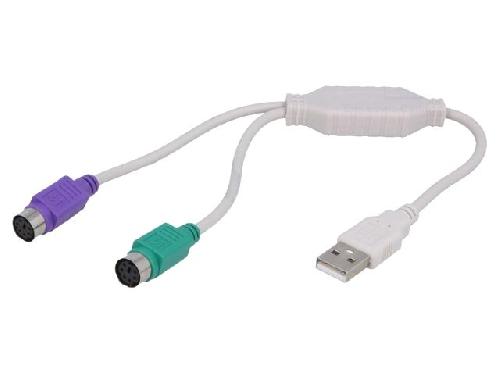Cable - Connectique Pour Peripherique Adaptateur USB PS2 femelle x2 USB A prise - blanc